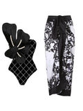 Pearl Floral Black Print Swimsuit Set