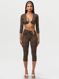 Printed Cutout Capri Pants Set