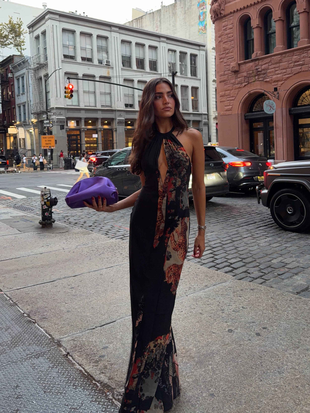 Egyptian Print Halter Maxi Dress