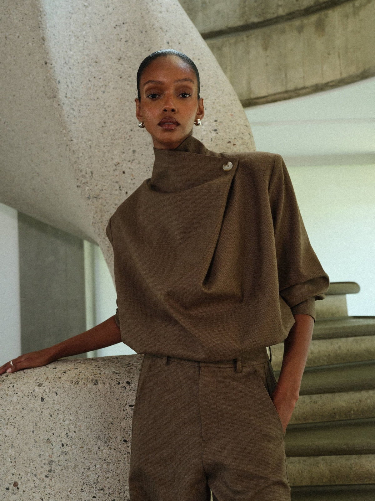 Funnel Neck Wrap Top & Pants Set