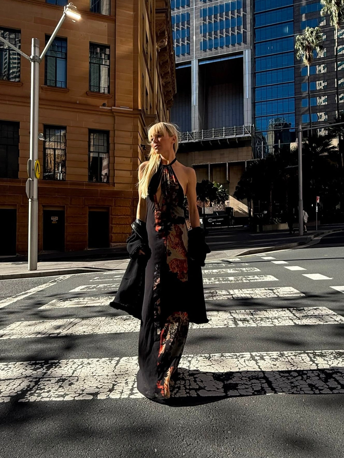 Egyptian Print Halter Maxi Dress