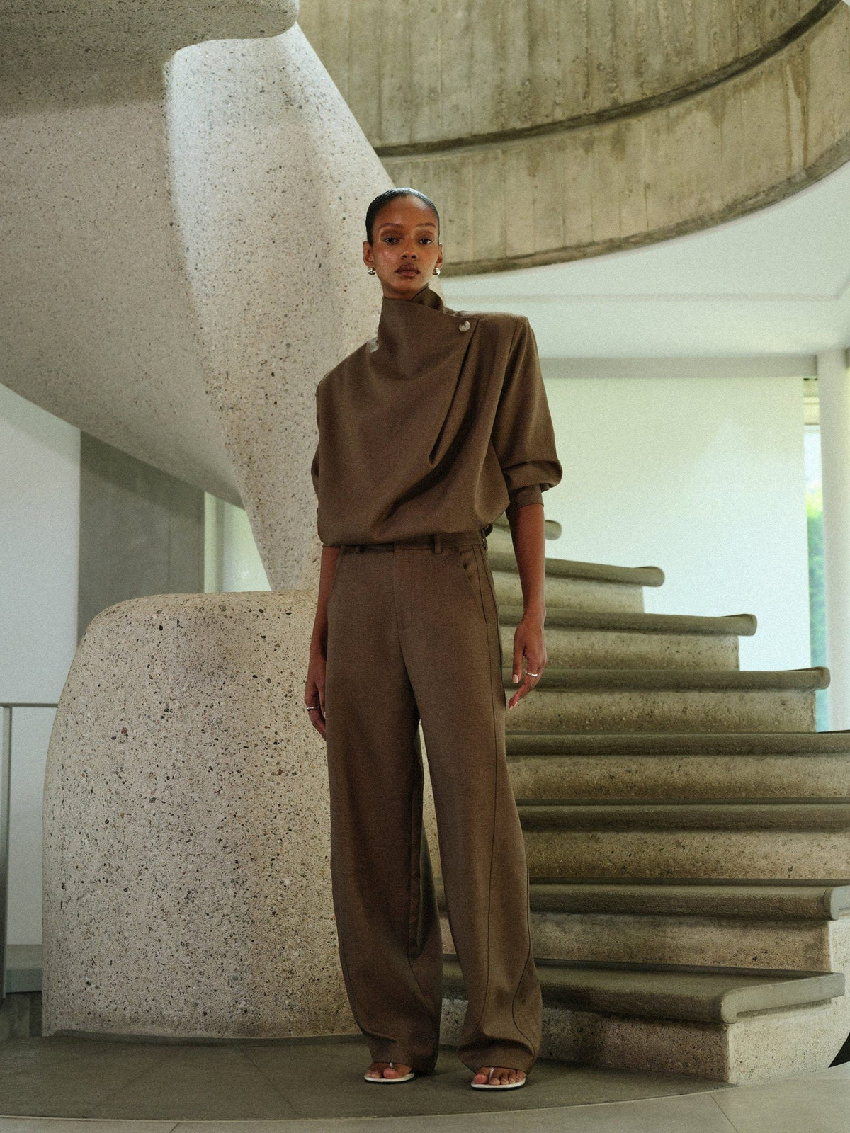 Funnel Neck Wrap Top & Pants Set