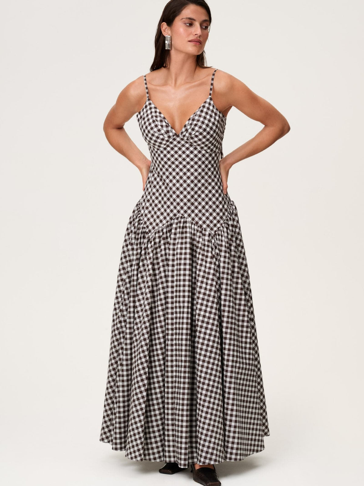 Gingham Tie-Back Maxi Dress
