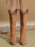 Pointed Toe Thick Heel Stacked Boots Retro High Top Knight Boots