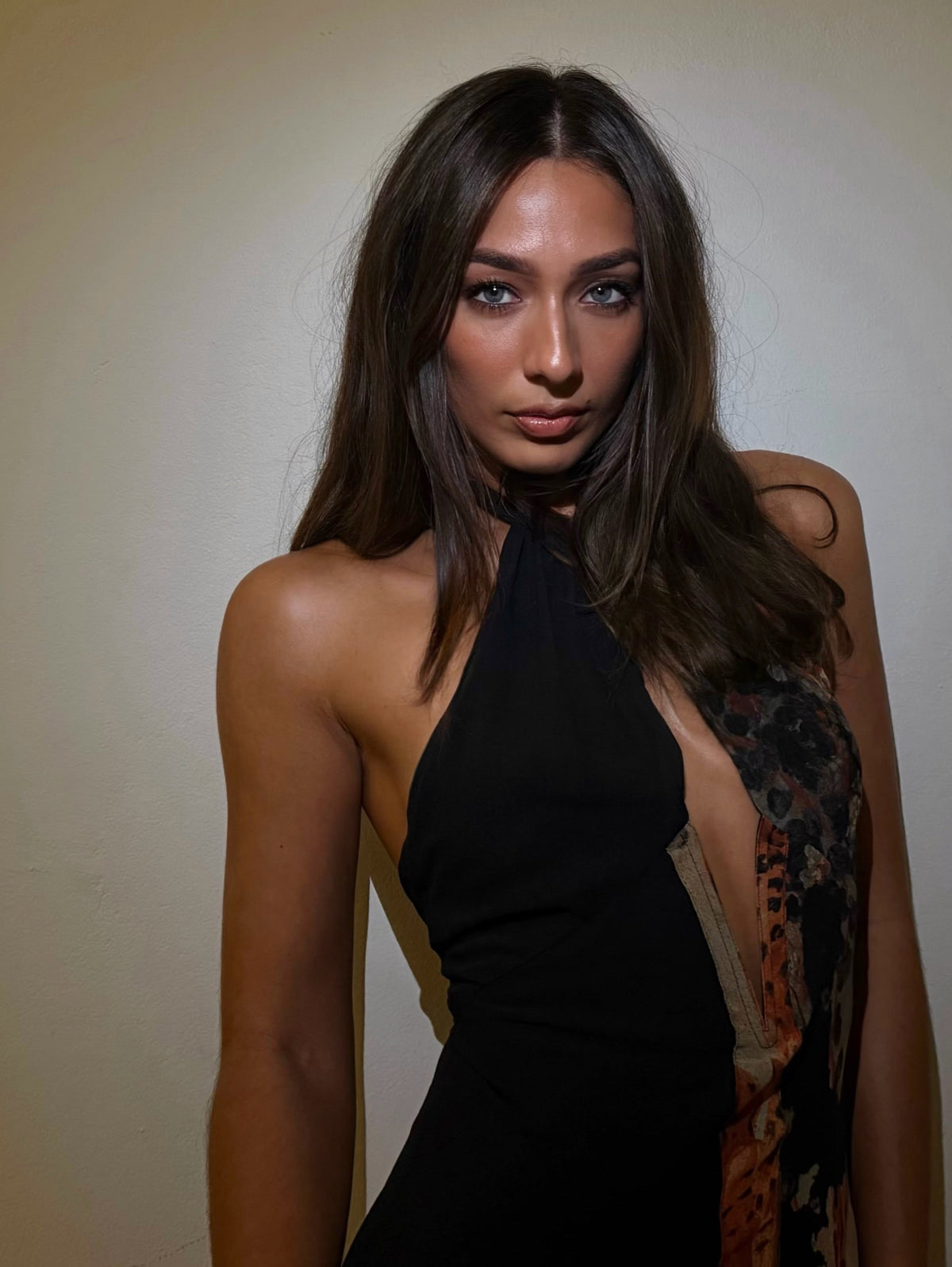 Egyptian Print Halter Maxi Dress