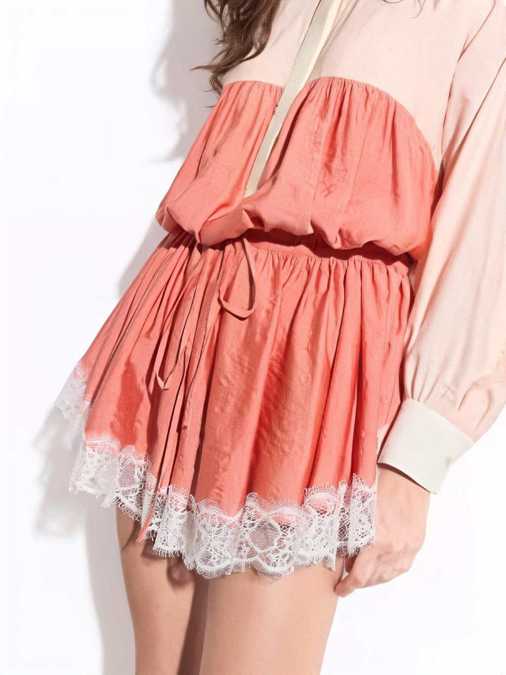 Color Block Lace Trim Romper