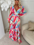 Sequin Watercolor Cutout Backless Maxi Dress