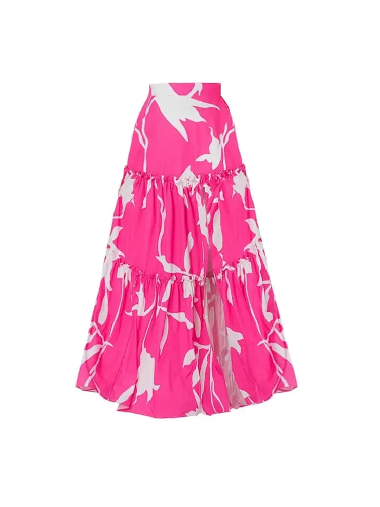 V Neck Ruffle Printed One Piece Swimsuit Set