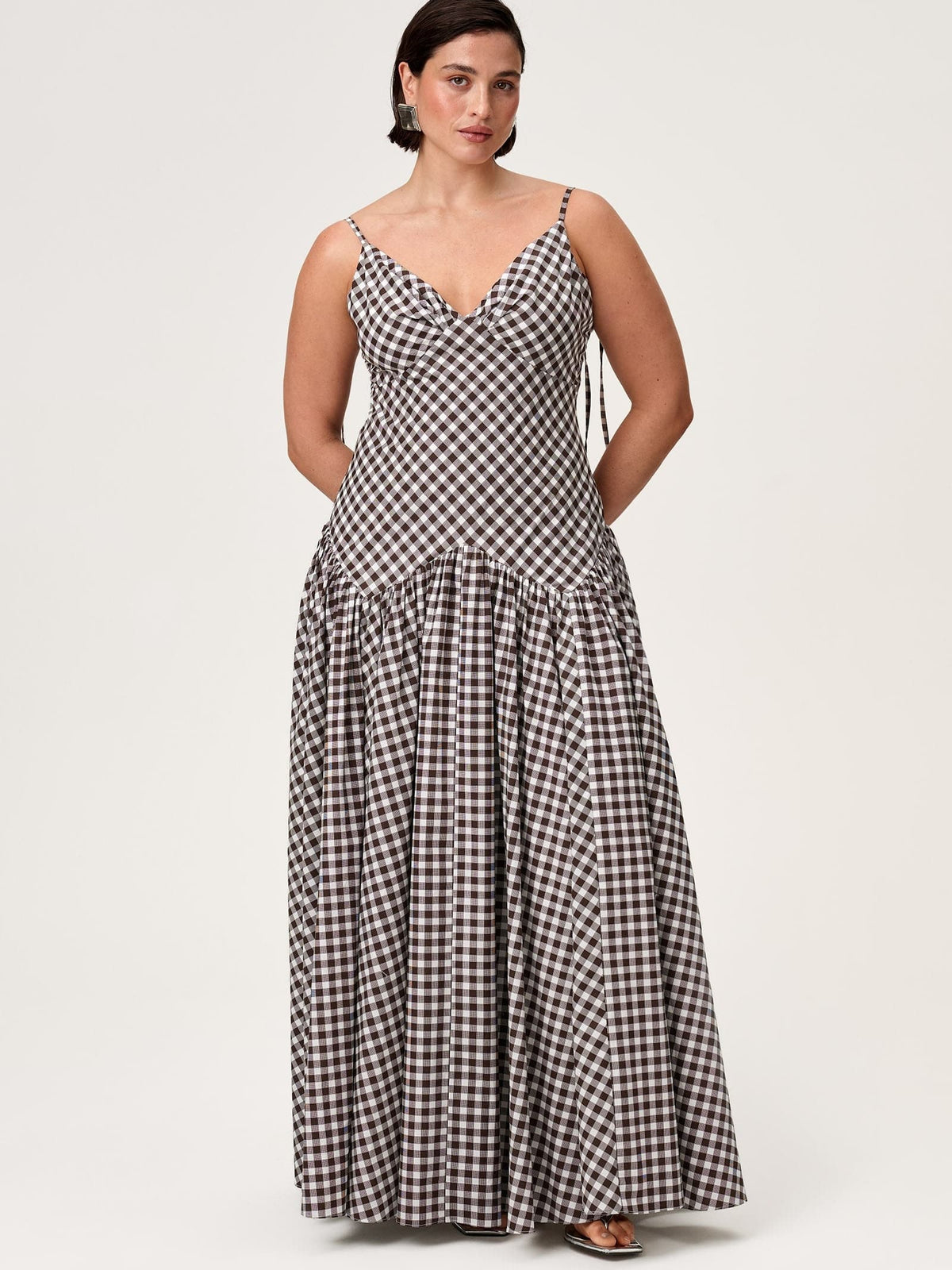 Gingham Tie-Back Maxi Dress
