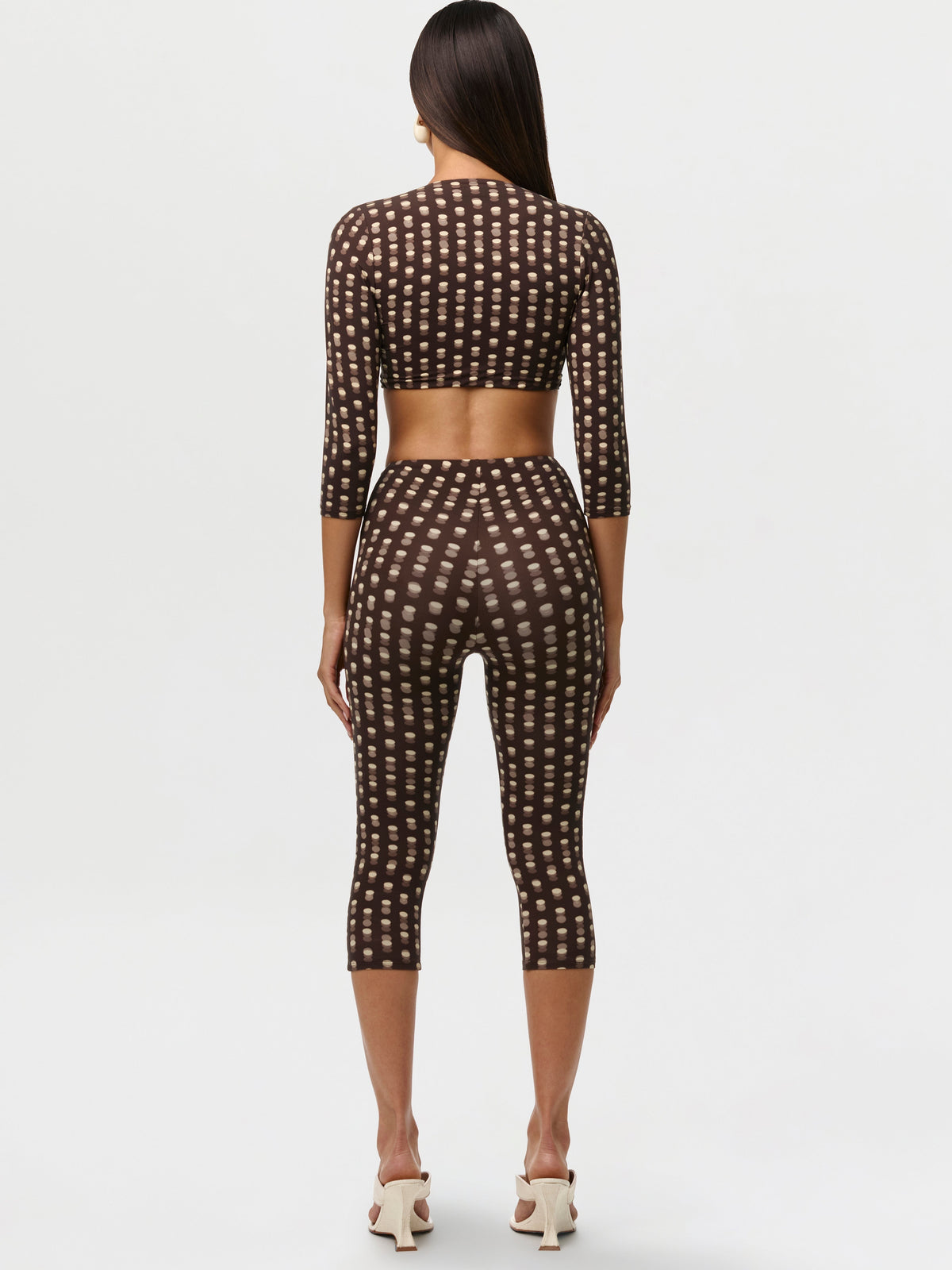Printed Cutout Capri Pants Set