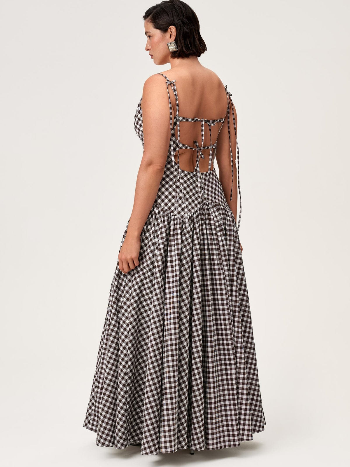Gingham Tie-Back Maxi Dress