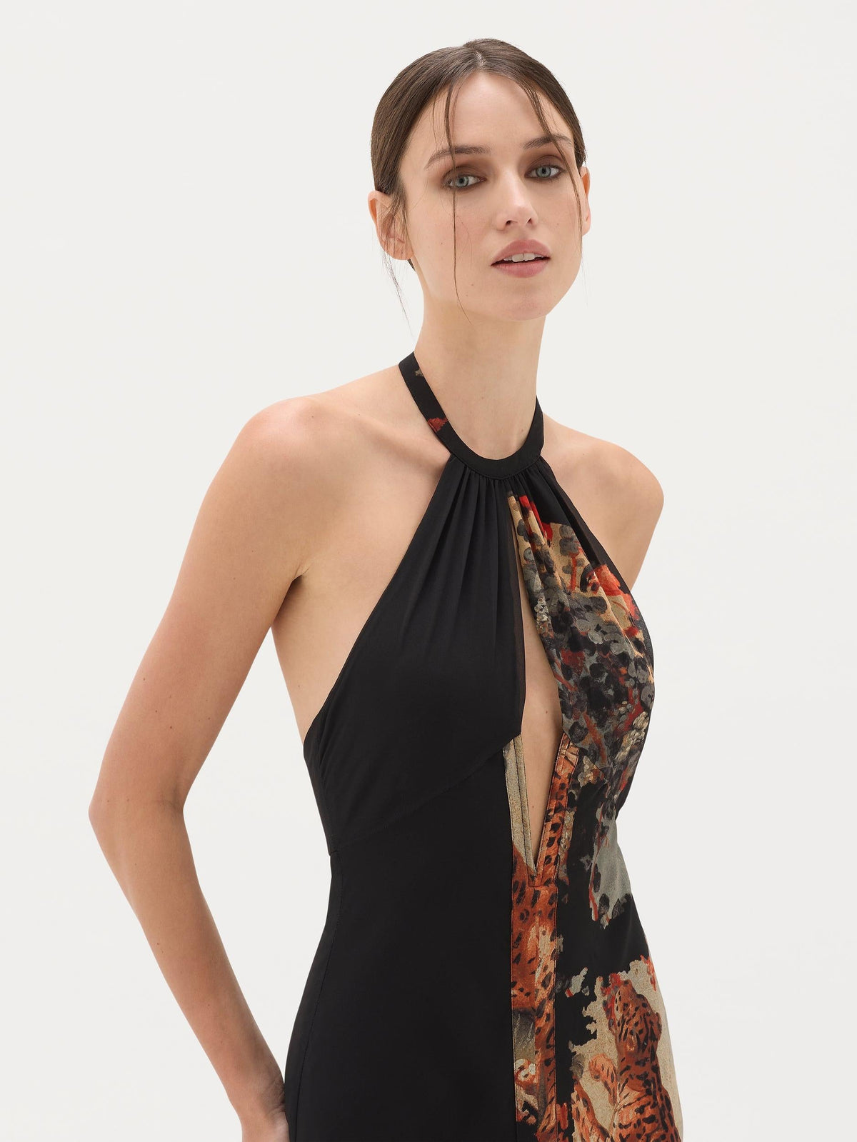 Egyptian Print Halter Maxi Dress