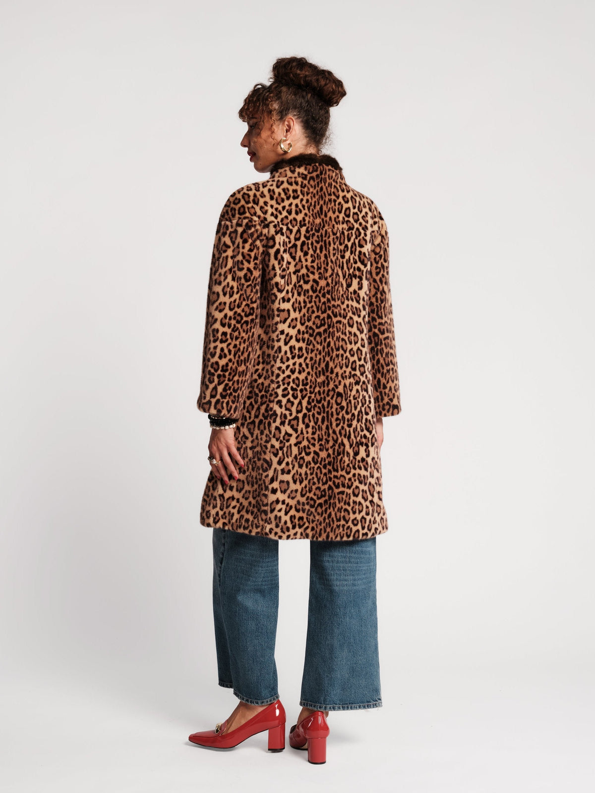 Leopard Print Oversized Collar Coat