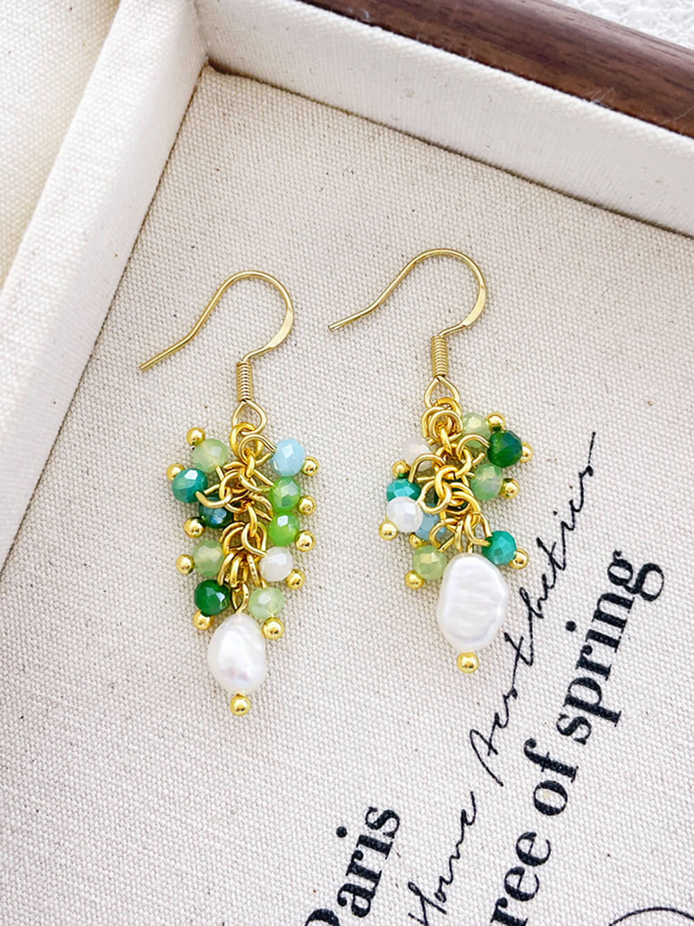 Small Fresh Grape Cluster Tassel Earrings