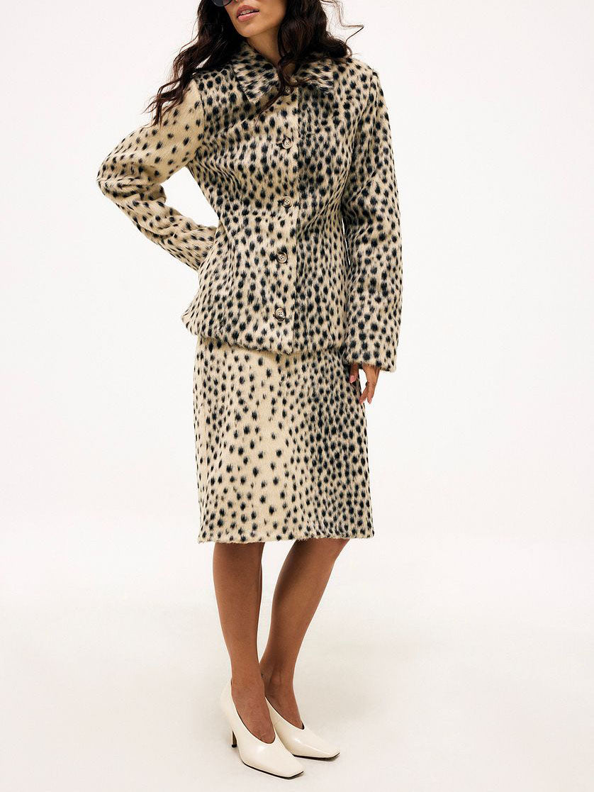 Printed Faux Fur Jacket