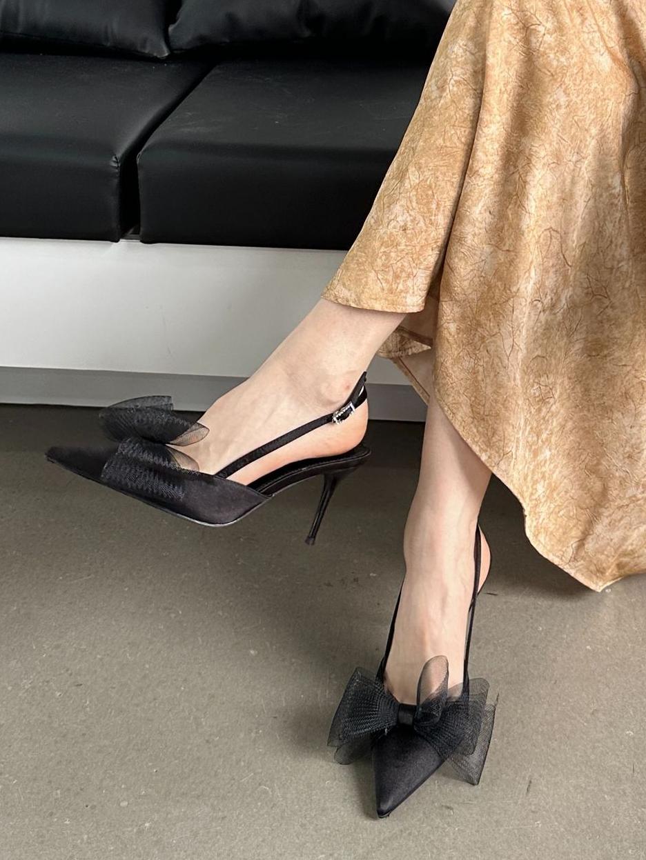 Bow-Embellished Stiletto Sandals