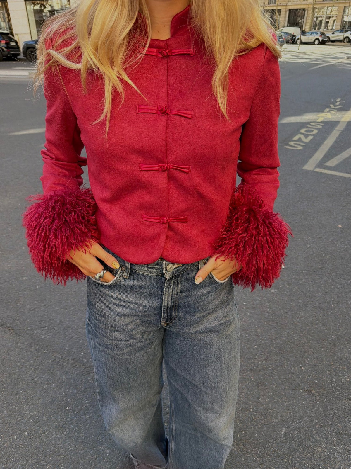 Amour Fur Cuff Mandarin Jacket