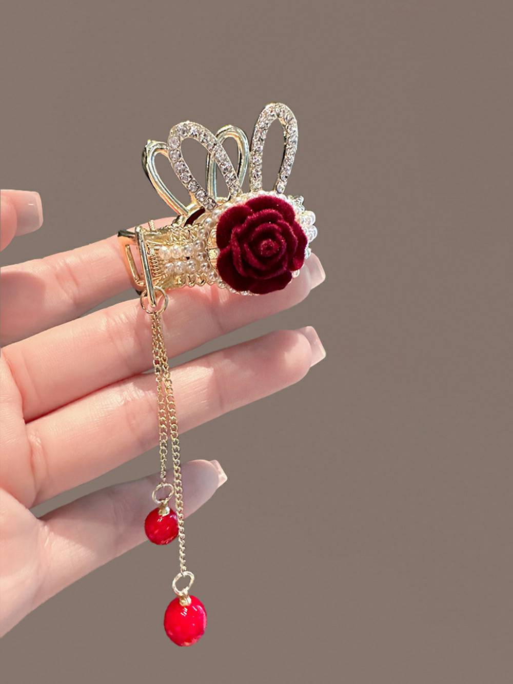 Antler & Bunny Ears Rose Hair Clip