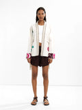Embroidered Open-Front Coat