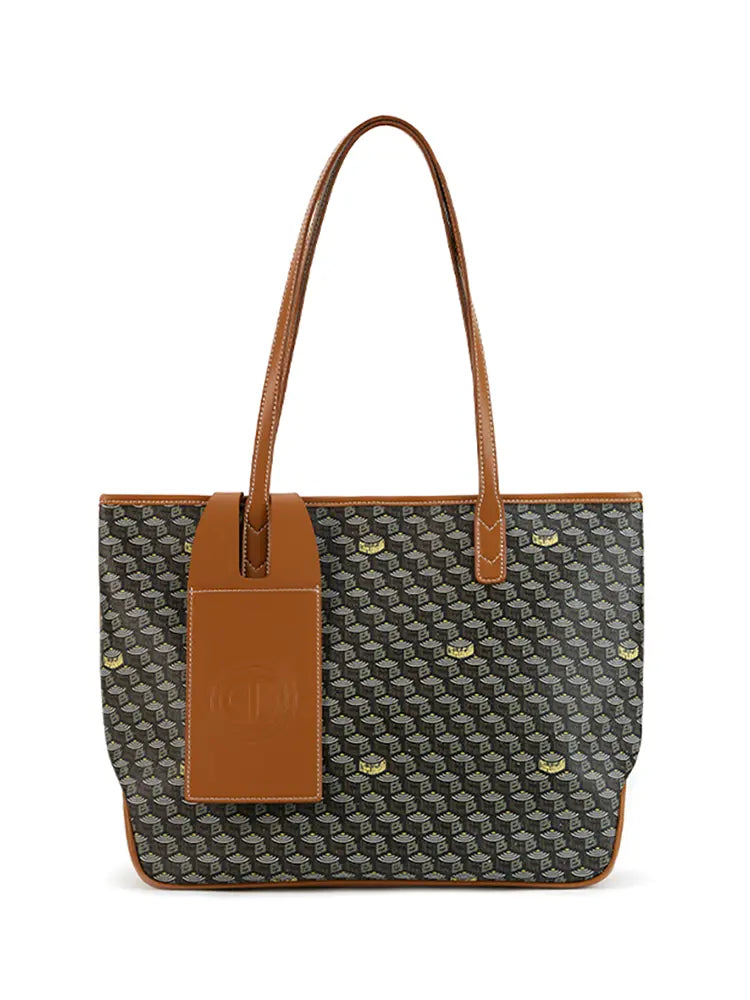 Vintage Monogram Large-Capacity Horizontal Tote Bag