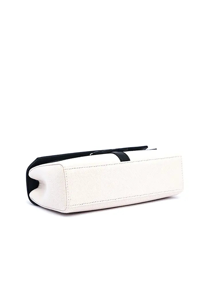 New Pebbled Leather & Canvas Shoulder Crossbody Tote