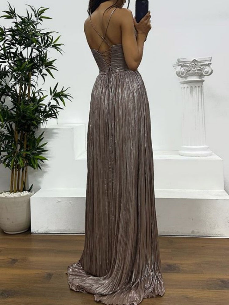 Pleated Sleeveless Maxi Dress