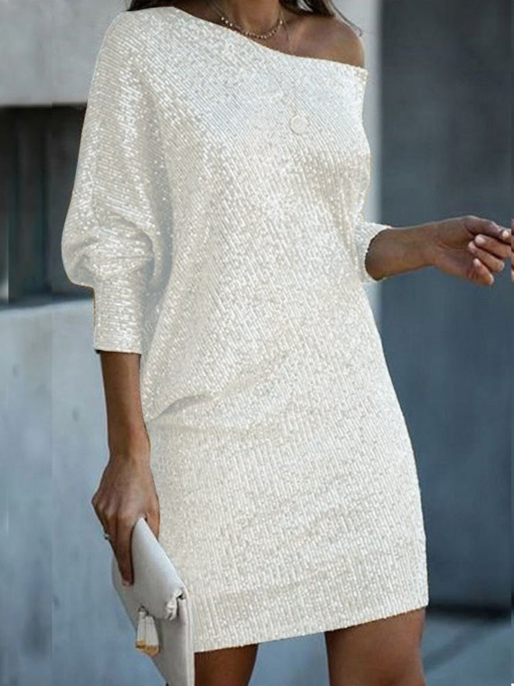 Lantern Sleeve Sequin Dress