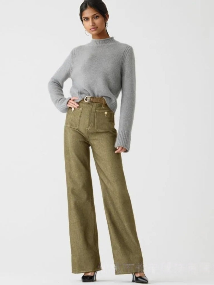 Accented Pocket Palazzo Jeans