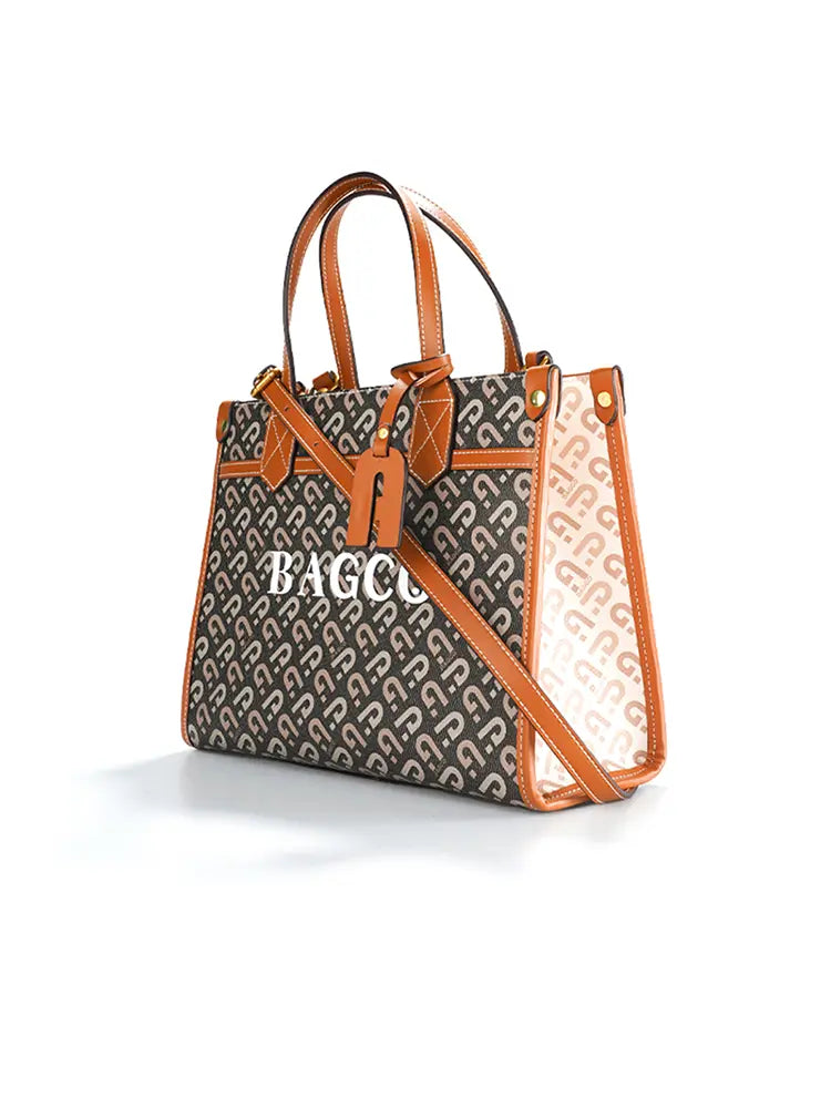 Designer Print Crossbody Tote Handbag