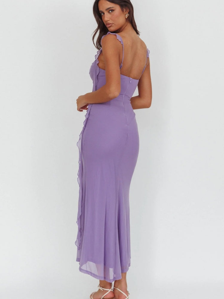 Slim Slit Sleeveless Summer Midi Dress