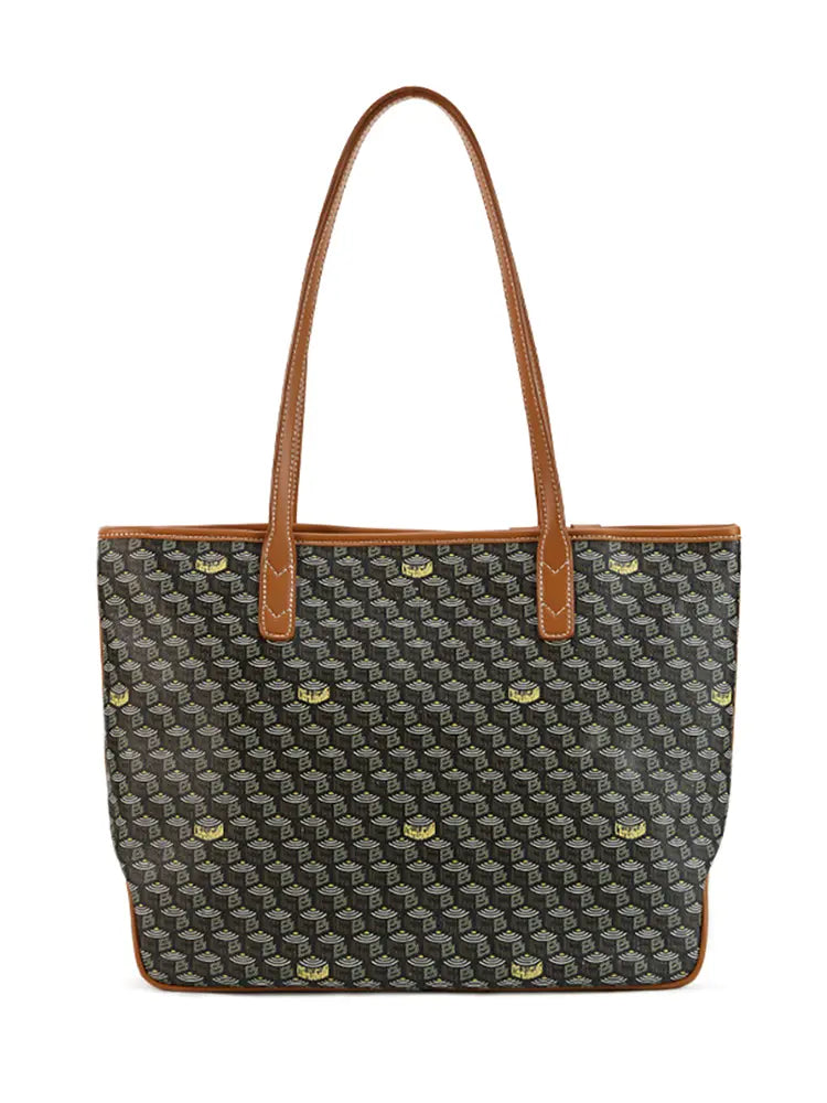 Vintage Monogram Large-Capacity Horizontal Tote Bag