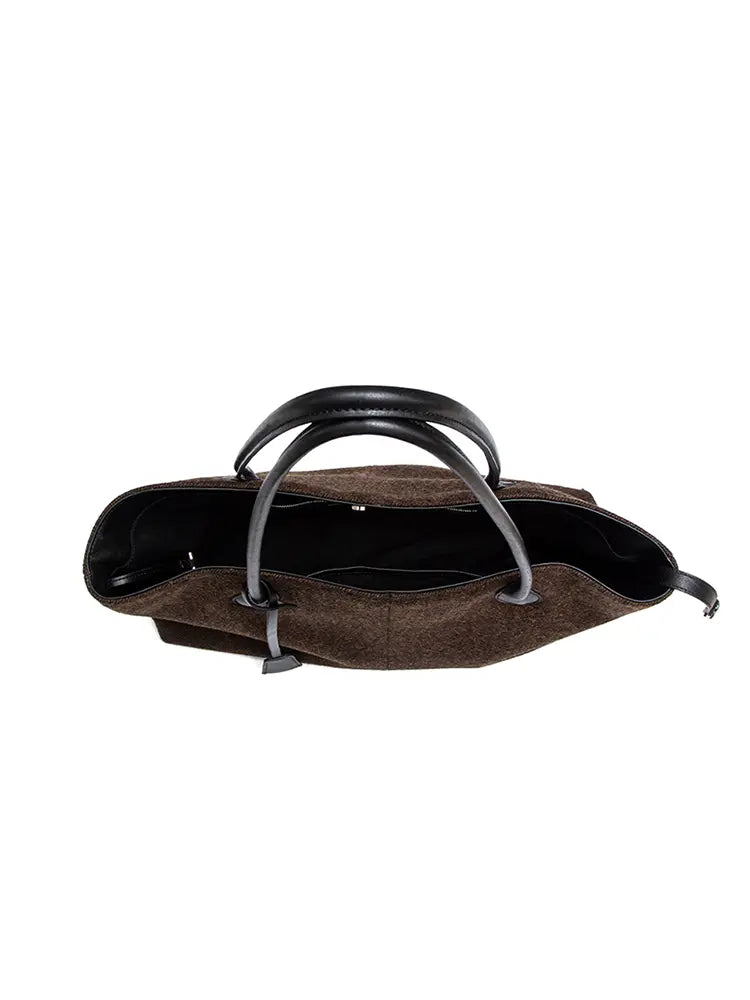 Woolen Shearling Top Handle Shoulder Crossbody Bag