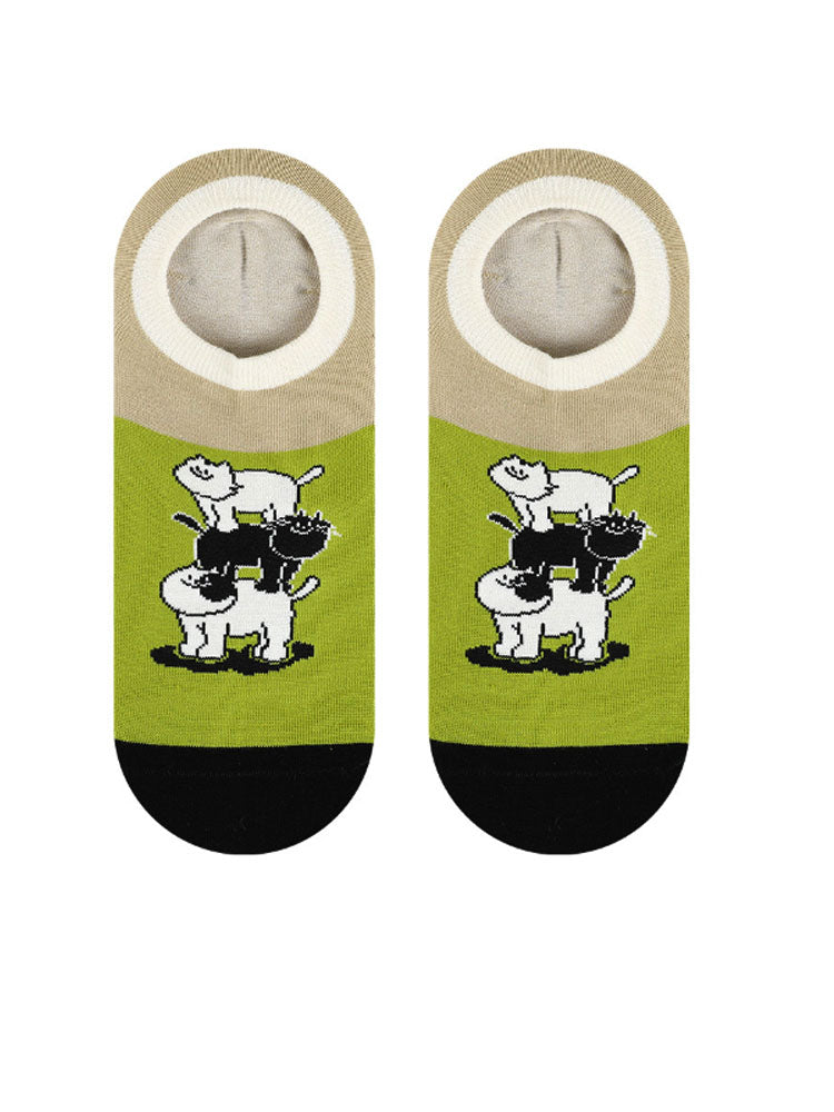 Cartoon Kitty Boat Socks
