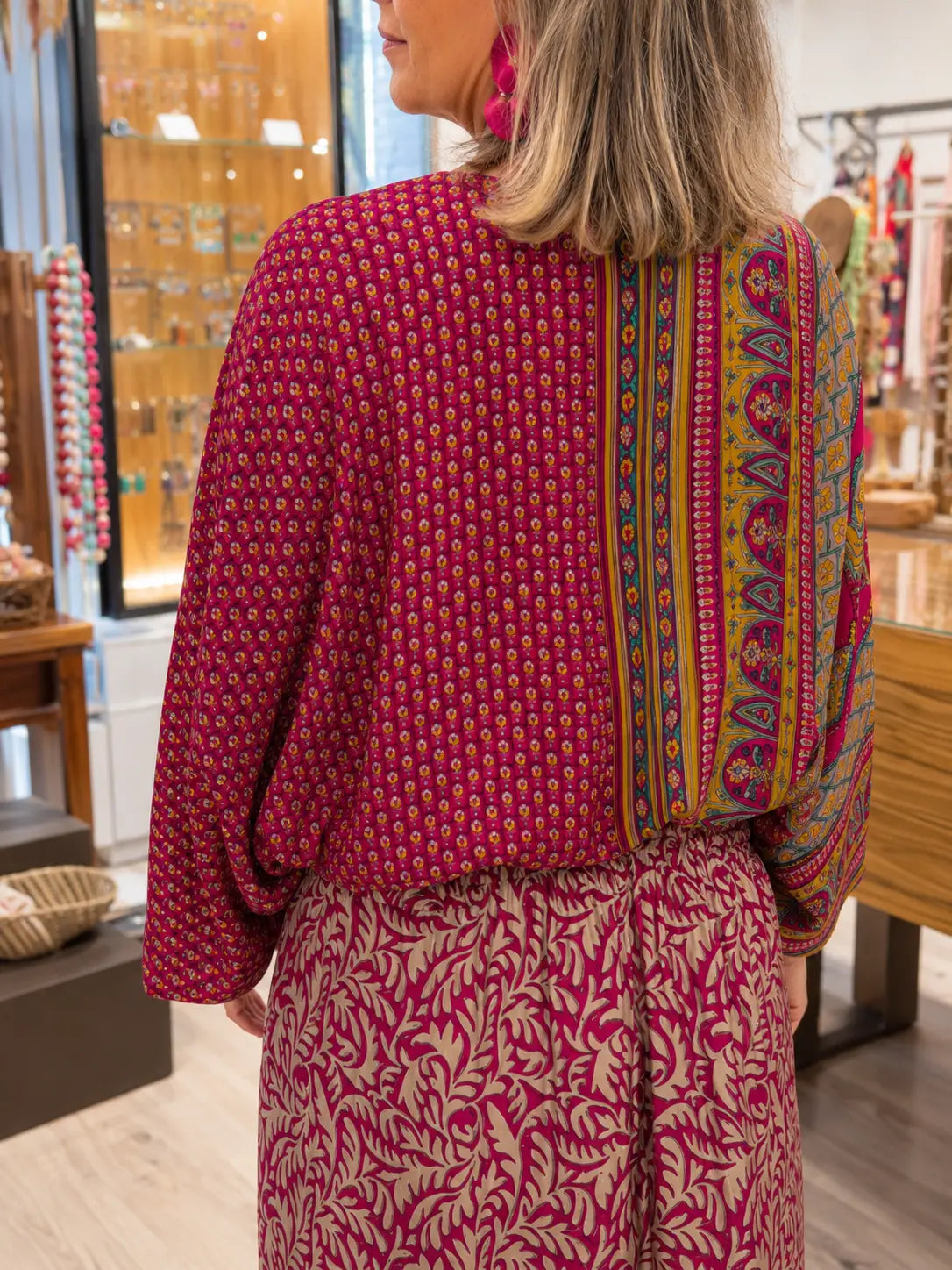 Printed Kimono Midi Dress
