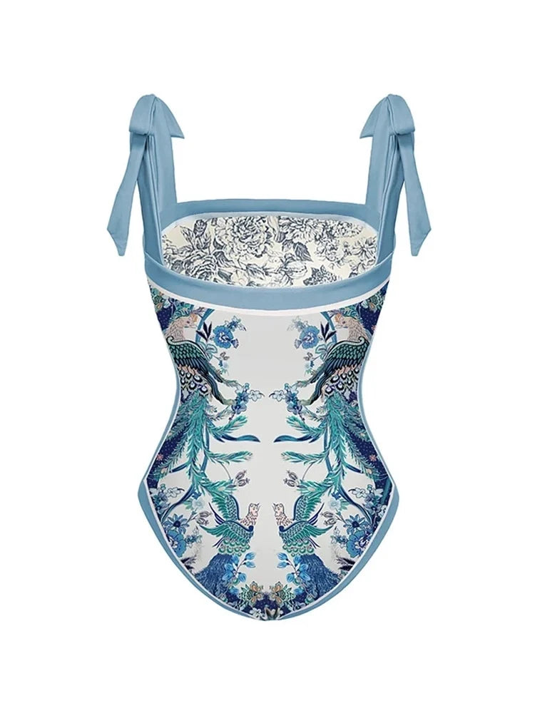 Reversible Tie Back Swimsuit and Skirt Set