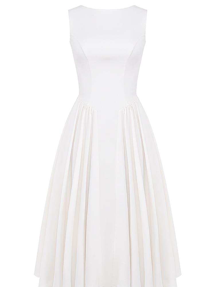 White Twill Midi Sundress