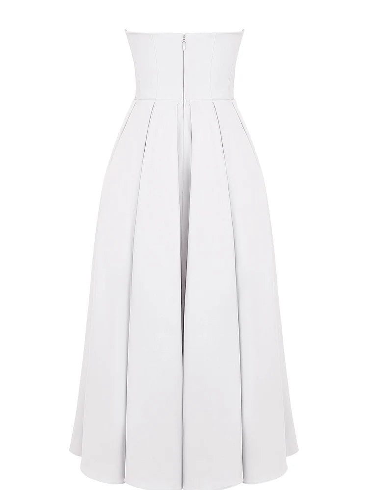 White Strapless Midi Sundress