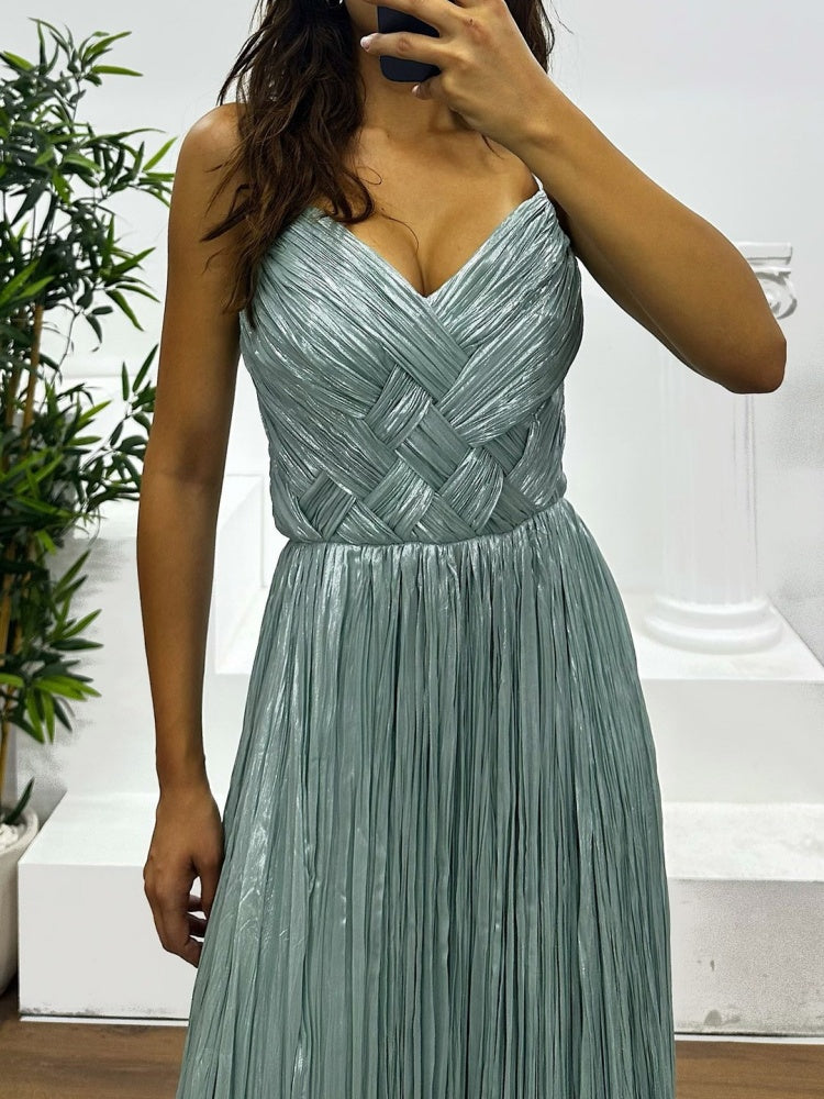 Pleated Sleeveless Maxi Dress