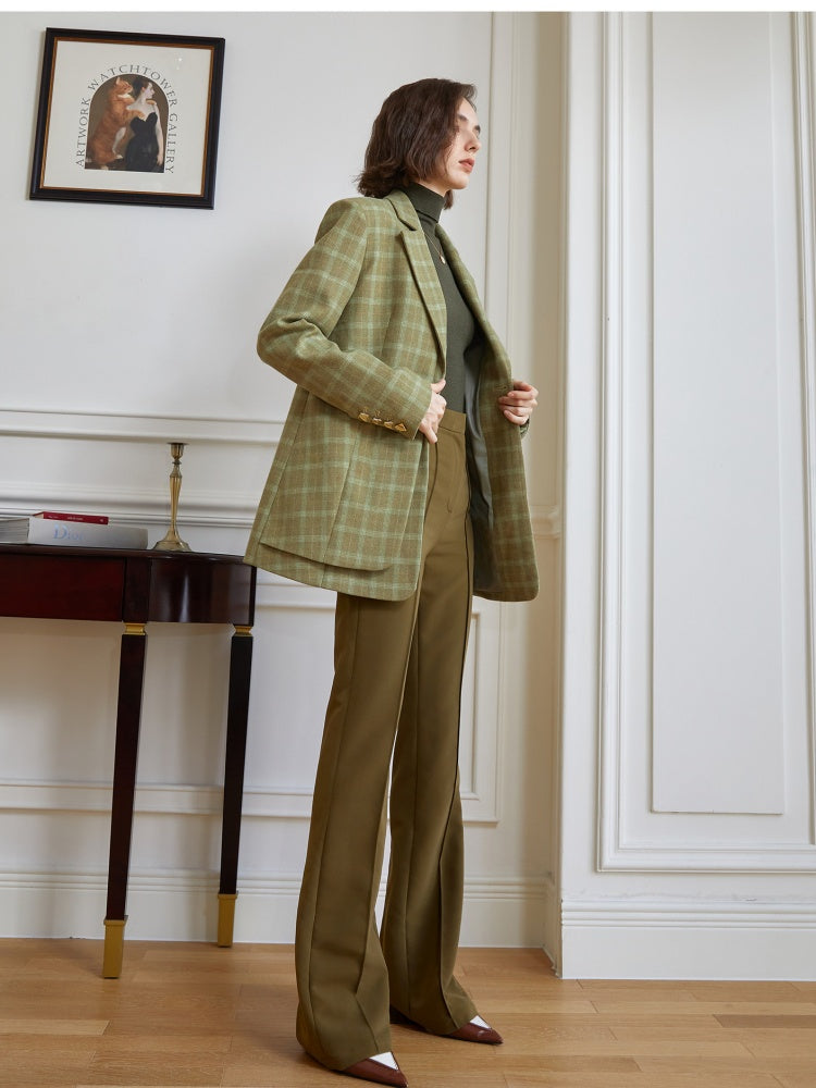 Vintage Green Checkered Blazer
