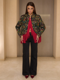 Vintage Floral Jacquard Fringe Jacket