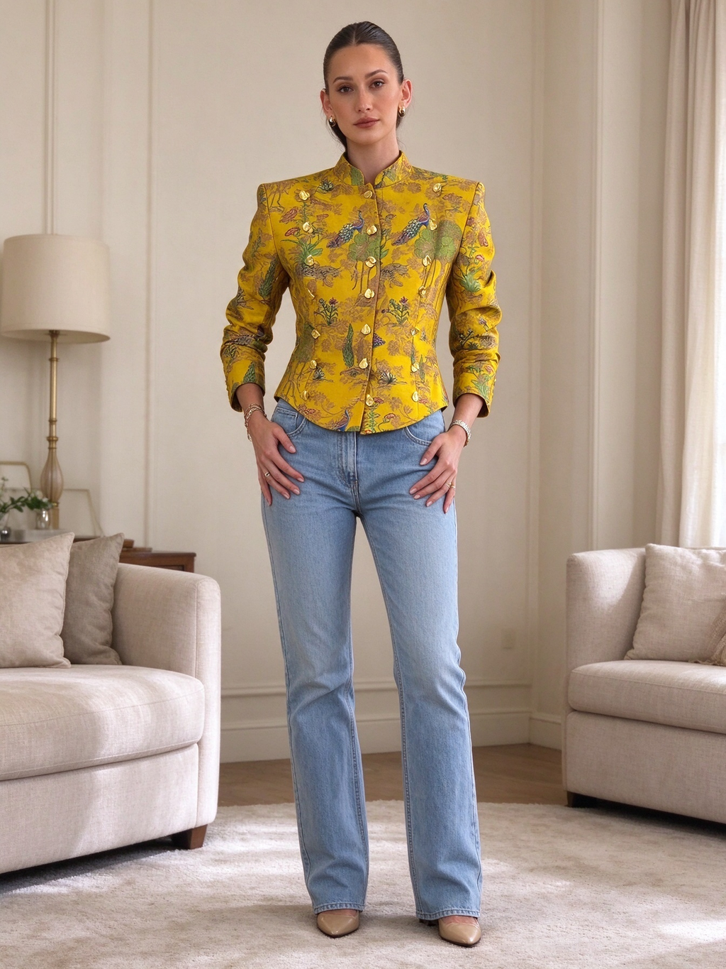 Mustard Jungle Jacquard Jacket