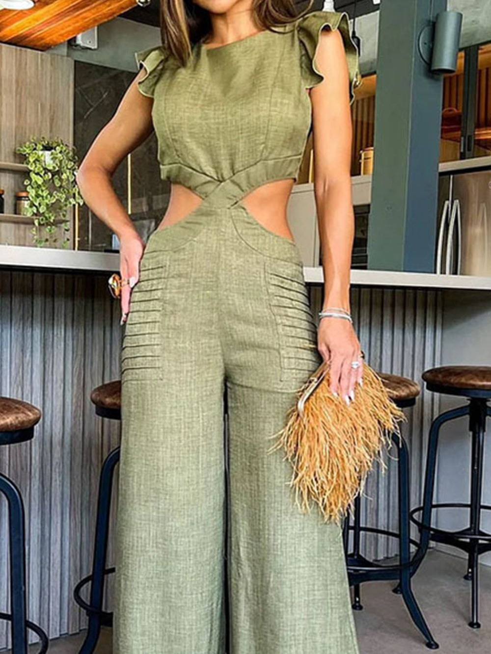 Joy Olive Jumpsuit