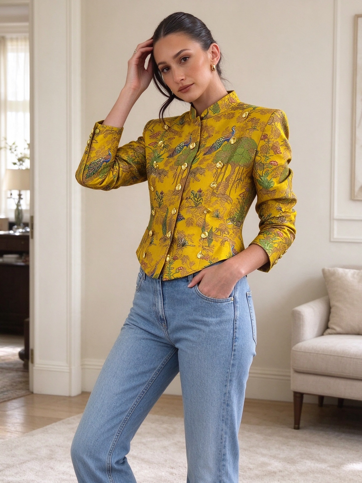 Mustard Jungle Jacquard Jacket
