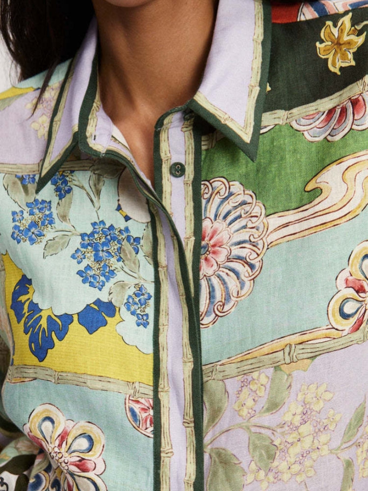 Printed Linen Shirt & Shorts Set