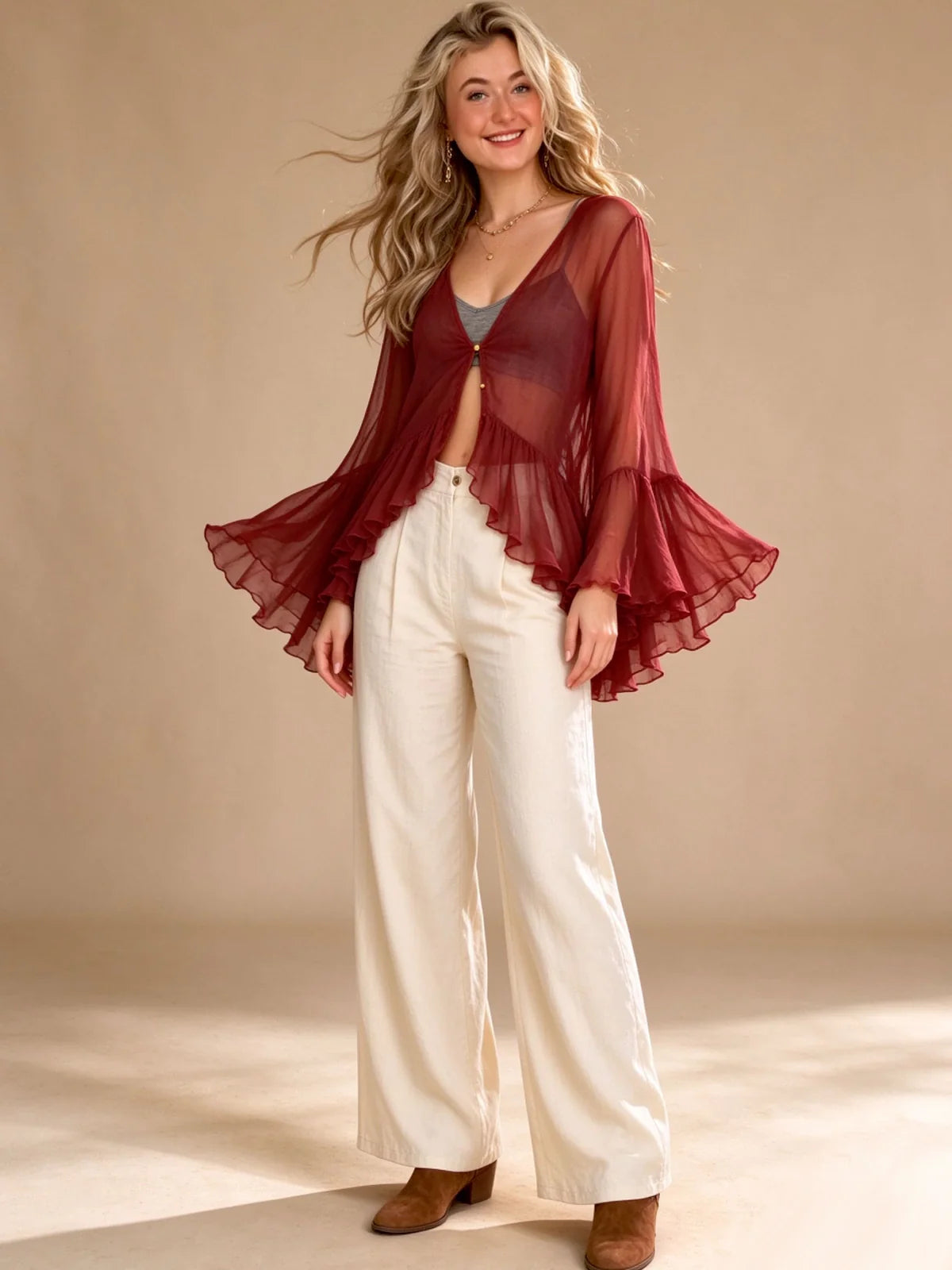 Dahlia Sheer Peplum Blouse