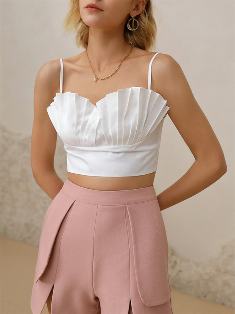 Pleated Bandeau Crop Top