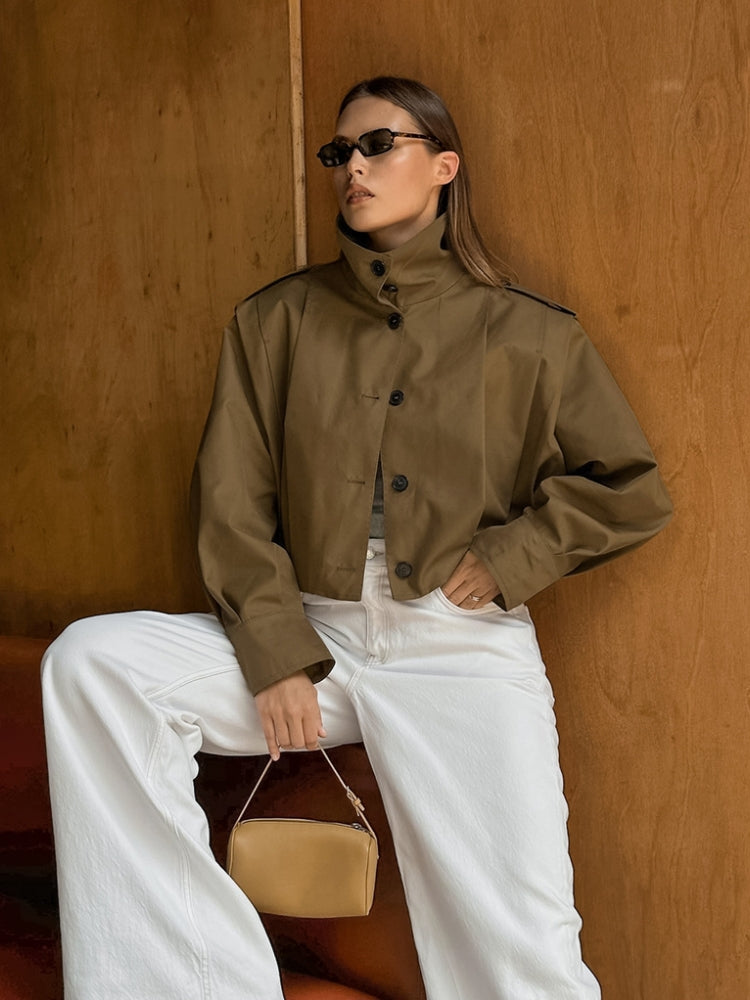 Drop Shoulder Notch Lapel Coat