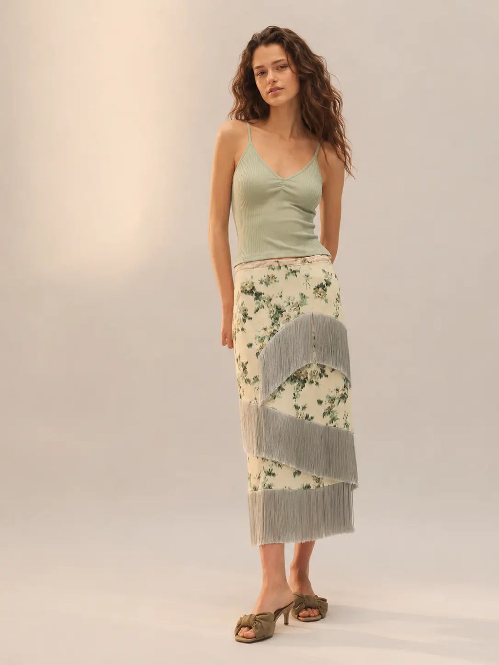 Garden Fringe Midi Skirt