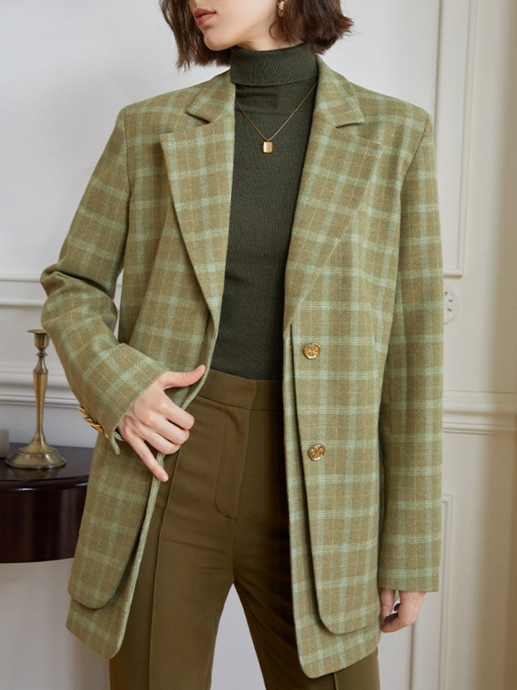 Vintage Green Checkered Blazer