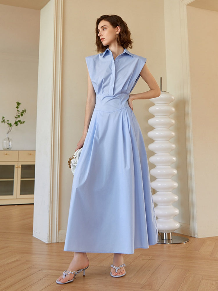 Tailored Belted Shirt Midi Dress